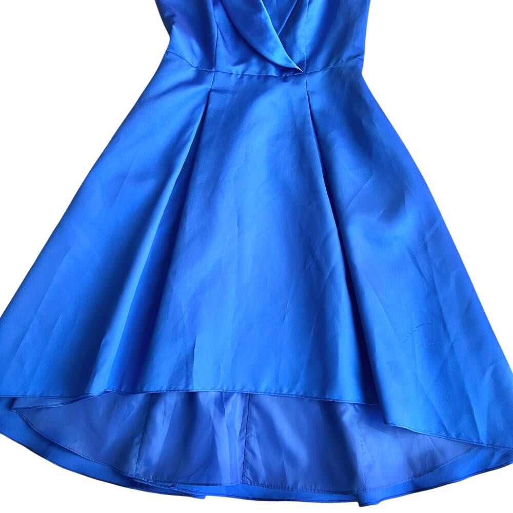 Adrianna Papell Royal Blue High-Low A-Line Satin Cocktail Dress Medium - Picture 3 of 10